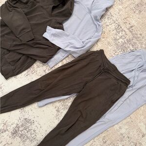 Alphalete Olive Green and Gray Hoodie and Jogger Set
